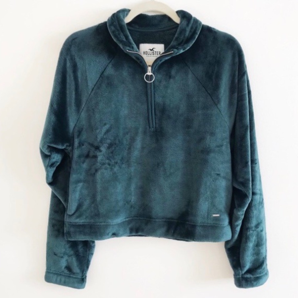 Green zip sweater Hollister